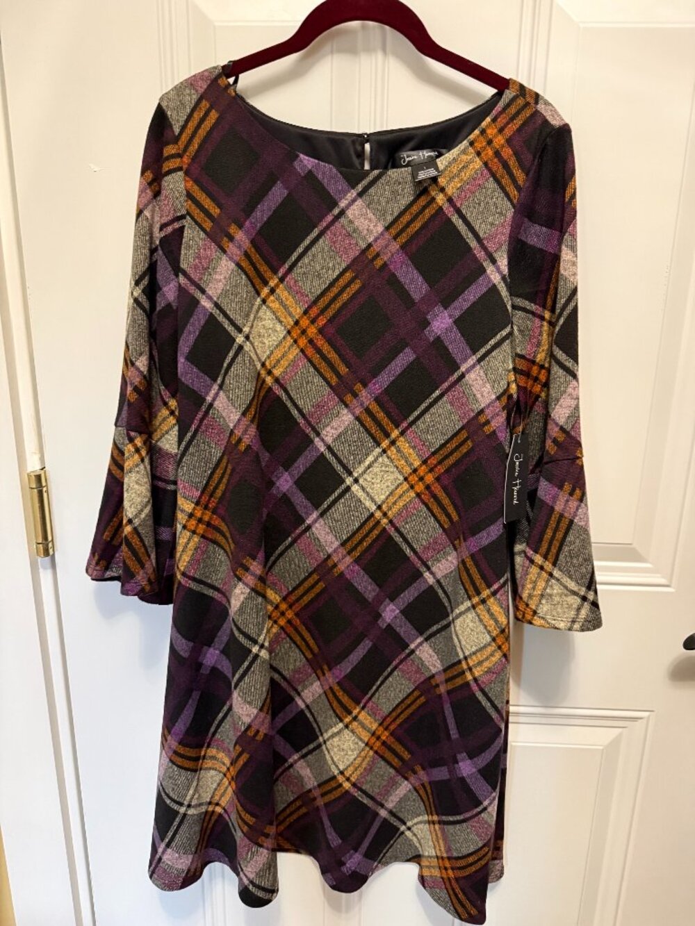 Purple Plaid Shift Dress